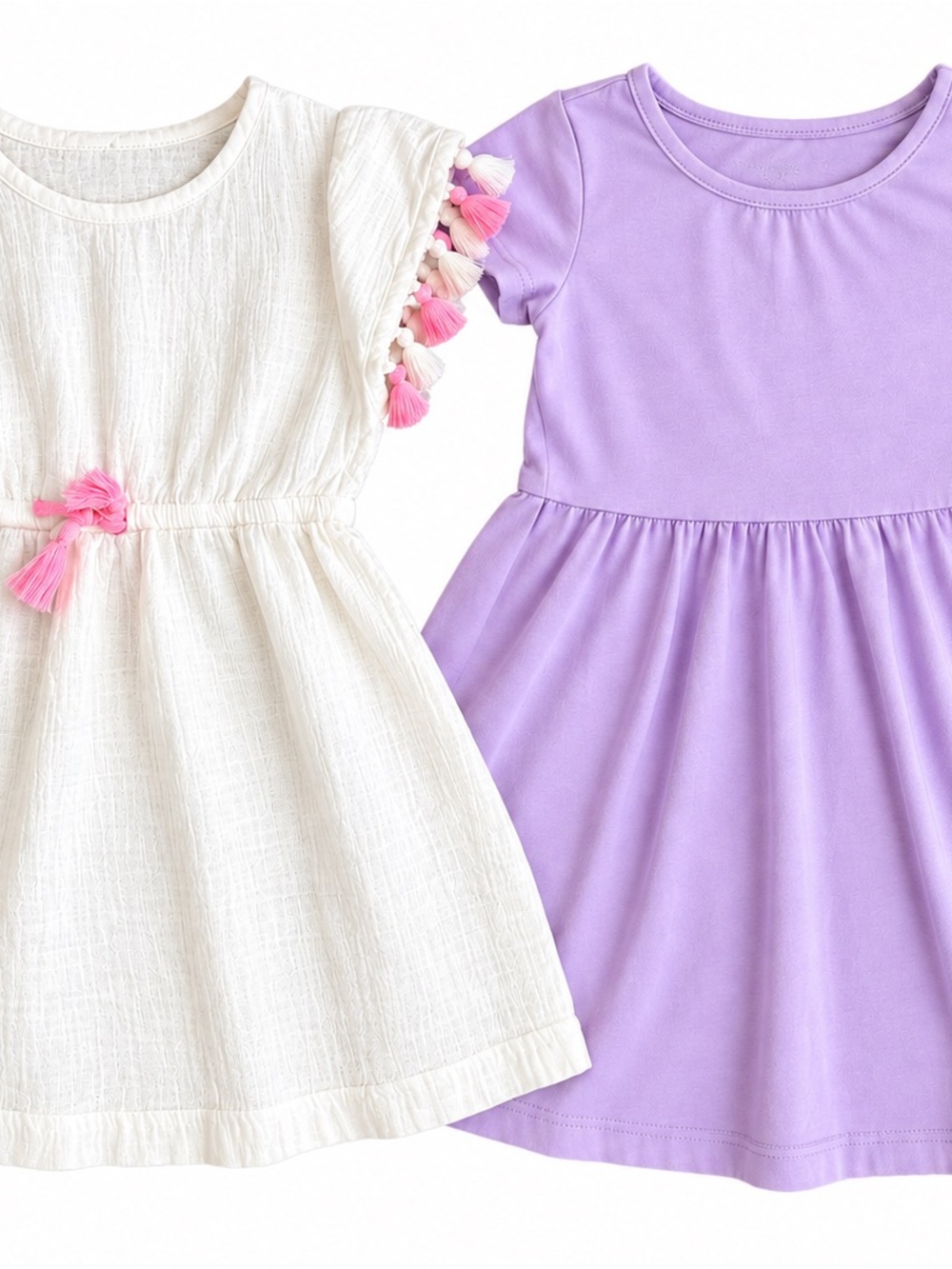 The Children's Place Lavender & Cream Girls' Dress Duo with Pink Tassels